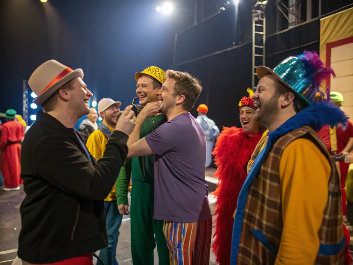 A behind-the-scenes image of artists preparing for a performance at a TEPAKONU-supported event, highlighting the collaborative and supportive environment fostered by the organization.